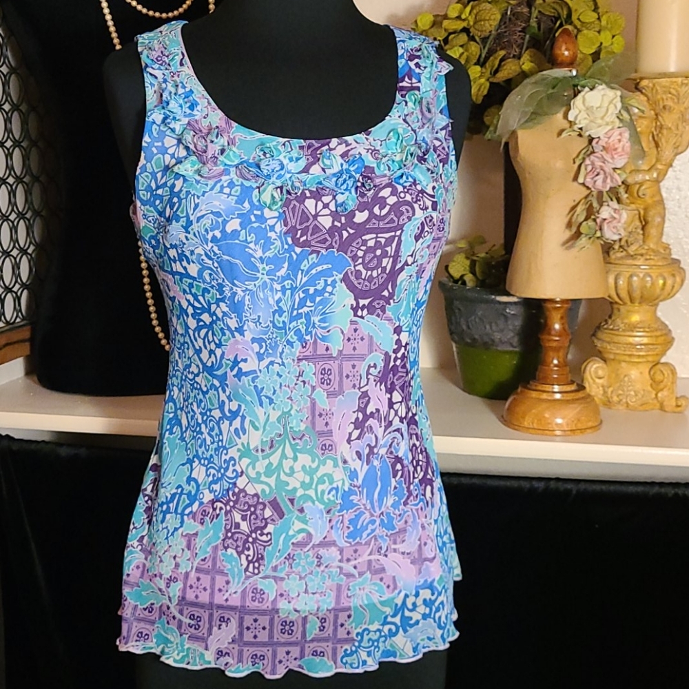 Willi Smith paisley sleeveless blouse small